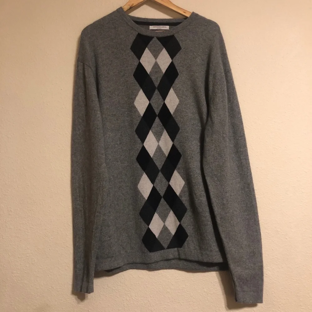 IMPERMEABLE‎ Platinum 100% Cashmere 2 Ply Gray Sweater Gray